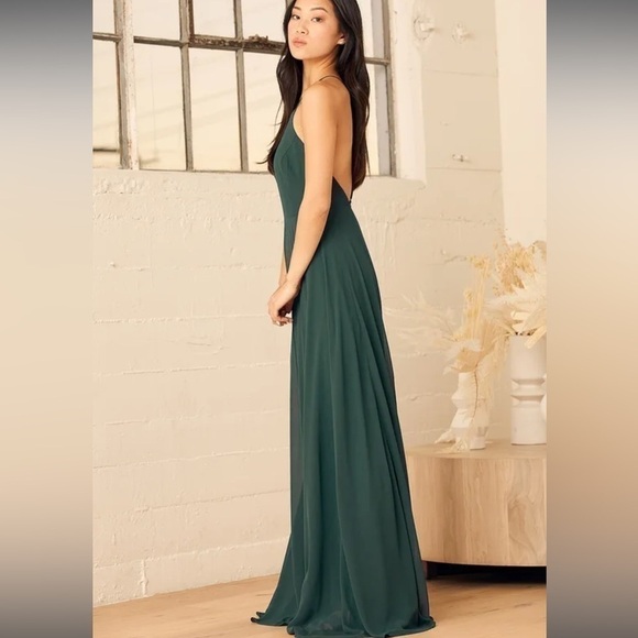 Lulus Mythical Kind of Love Dark Green Maxi Dress, New with Tags - Picture 2 of 9